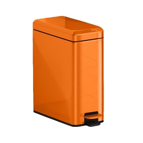 ゴミ箱 ステンレス製 ふた付き ペダル式 静音設計 大容量 防臭 スリム おしゃれ キッチン リビング オフィス 浴室 トイレ 生ごみ 省スペース 簡単お手入れ (10L,オレンジ色)