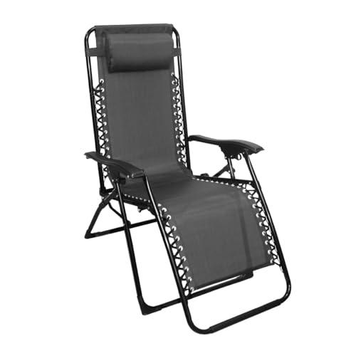 Acomoda Textil – Tumbona Jardín Plegable y Reclinable Gris Hamaca con Cojín Cómoda y Resistente para Terraza, Camping y Patio 112x65x84 cm. (2 Unidades)