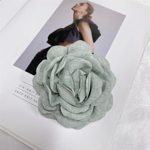 Image of Dainty Fabric Peony Flower Brooches Pin Delicate Camellia Flower Brooch Classic for Women Wedding Party Dance Banquet Elegant Lapel Pins Dress Suit Ceremony Clothes Accessories Jewelry Gifts 100mm