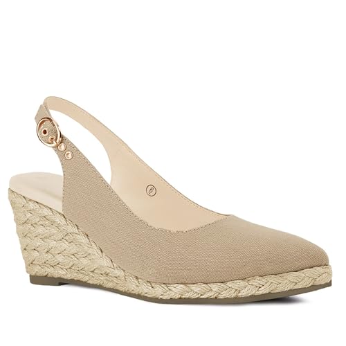 Image of Juliet Holy Womens Wedge Sandals Espadrilles Closed Toe Slingback Buckle Strap Comfortable Casual Summer Wedges Shoes
