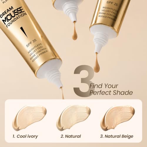 Image of TEEN TEEN Dream Mousse Foundation | Lightweight Velvet Finish with SPF 25 | Shine Control, Added Primer, Smooth Blendable Texture, Natural-Beige, 30ml