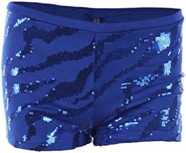 Ola Mari Junior Size Full Zebra Sequins Shorts, Large, Royal
