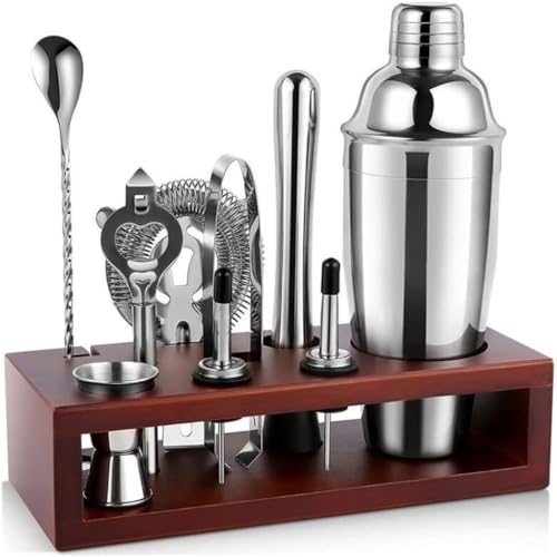 Set de Coctelera y Soporte de Madera 10 Piezas Acero Inoxidable miniatura 2