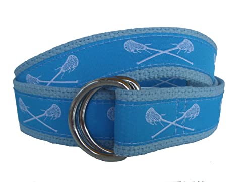 Carolina Blue Lacrosse Ribbon D-Ring Belt Polished Steel D-Ring 34 Navy