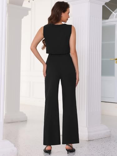 Allegra K Summer Two Piece Sets for Women Linen Crop Vest Wide Leg Pant Suits Dressy Casual Outfits3