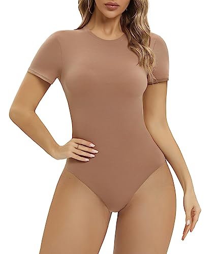 SHAPERX Body Mujer Manga Larga/Manga Corta Bodysuit Top Cuello Re...