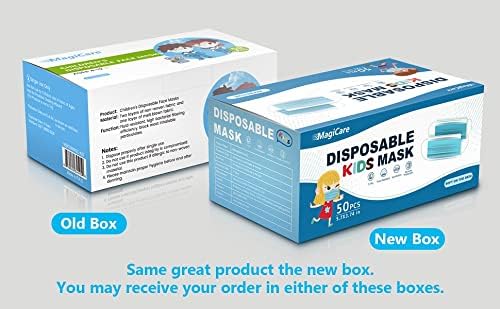 Miniatura 6 de MAGICARE Mascarillas desechables para niños, 3 capas, jóvenes de 4 a 12 años, máscara facial suave, cómoda y transpirable para niños, 1 caja, azul