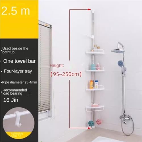 Estante de esquina ajustable de acero inoxidable con 4 niveles para organizar la ducha sin obras 3