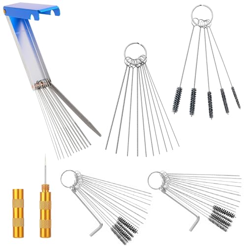 Kit per la pulizia del carburatore, 15 spazzole in nylon, aghi per la pulizia, chiave a farfalla, kit di strumenti affilati per moto, ciclomotore, ATV, saldatore, motosega