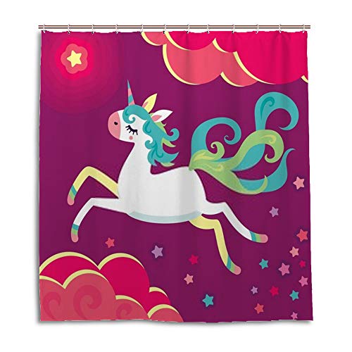 Rideau de douche licorne multicolore 150x180cm en polyester imperméable - 5