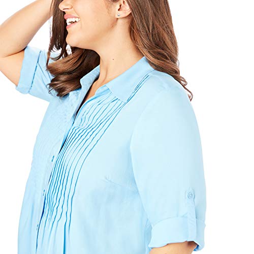 Woman Within Women's Plus Size Pintucked Print Tunic Shirt - 3X, White #TOP5