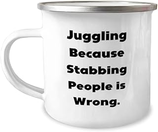 Inspire Juggling 12oz Camper Mug, Juggling Because Stabbing People is Wrong, Present For Friends, Unique Idea Gifts From Friends, Juggling balls, Juggling clubs, Juggling rings, Juggling scarves,