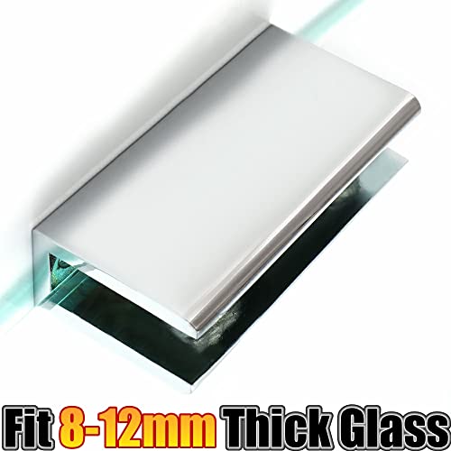 Alise Glass Shelf Bracket Adjustable Shower Brackets,Heavy Duty Rectangle Clamp Holder For 8-12Mm Glass Shelves,Wall Mount Clamps Clip Support Hardware Replacement Parts,Polished Chrome 2 Pcs #TOP3