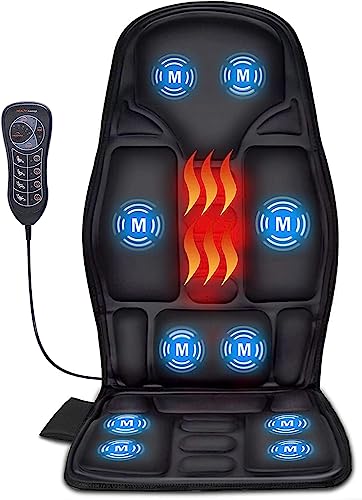Massagesitzauflage mit Wärme, 10 Vibrationsmotoren Massageauflage mit Vibration für Rücken und Nacken, Sitzkissen zur Entspannung, Rückenmassagegerät Hause Büro, Geschenke für Männer/Frauen/Mama/Papa