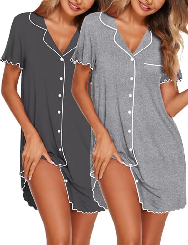 Ekouaer Camicia da Notte Donna Estiva in Due Pezzi Indumenti