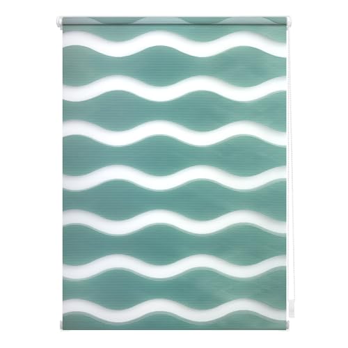 Lichtblick Doppelrollo Klemmfix ohne Bohren, Welle, Blickdicht, Klemmträger-Montage, Sichtschutz, Wandmongtage, Deckenmontage, für Fenster und Türen 100 cm x 150 cm (B x L), Salbei