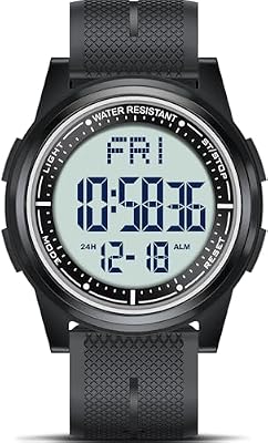 Beeasy Digital Watch for Men Women, 50M Waterproof, Ultra-Thin & Lightweight, 44mm Silicone Sports Watch with Alarm, Stopwatch, Countdown, Ideal for Gym, Running, School, Daily Wear