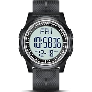 Beeasy Digital Watch for Men Women, 50M Waterproof, Ultra-Thin & Lightweight, 44mm Silicone Sports Watch with Alarm, Stopwatch, Countdown, Ideal for Gym, Running, School, Daily Wear