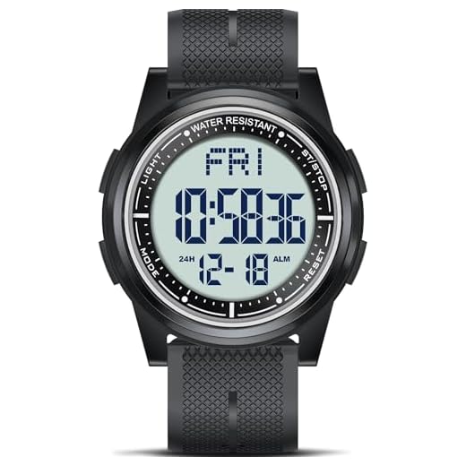Beeasy Mens Digital Watch Waterproof with Alarm Stopwatch Countdown Timer Dual Time, 12/24 Hours Thin Digital Wrist Watches for Men