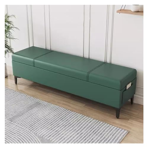 Ottomane aus Kunstleder in Grün – Stilvolle Polsterbank für Eingangsbereich & Wohnzimmer – Vielseitige Fußstütze & 80 cm Couchtisch Alternative