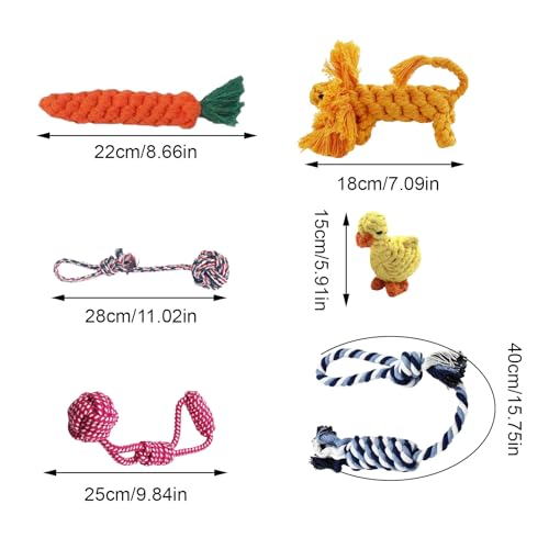 Corde pour chiens : pack de 6 jouets interactifs en coton à mâcher - 6