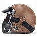 Produktbild Vintage Motorradhelm Offener Motorrad Helm mit Schutzbrille und Abnehmbarer Maske Jethelm ECE-geprüfter Retro 3/4 Halbhelm Scooter Helm für Männer und Frauen Erwachsener Lederhelm A,L