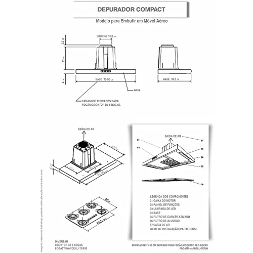 Depurador Fogatti, Slim New Inox Cpmpact de 90cm, 220V