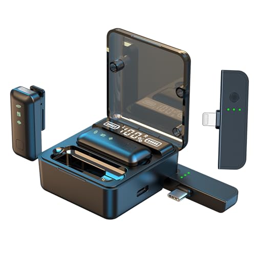 EVINYEP Wireless Lavalier Microphone (2TX+2RX) for iPhone & Android | Noise Reduction, Hi-Fi Audio | Mini Lapel Mic for Video Recording, Live Streaming, Interviews, Vlogs