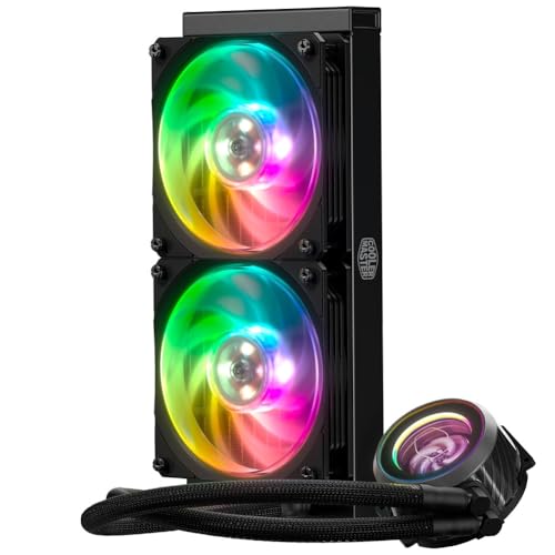 Image of Cooler Master MasterLiquid ML240P Mirage Addressable RGB Close-Loop CPU Liquid Cooler, Transparent Pump, 24 Independently-Controlled LEDS, Dual 120mm Square Fan w / Outer-Ring Connecting Fan Blades