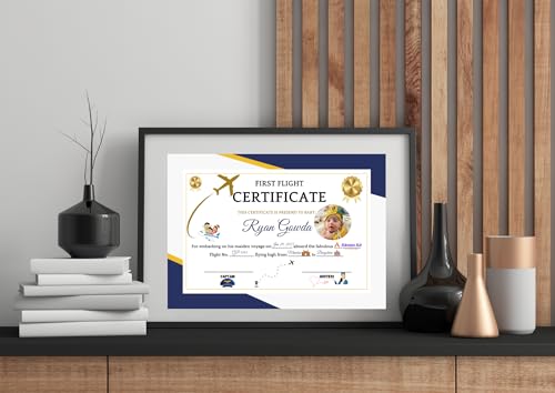 Image of First Flight Certificate for Baby, A4 Size Frame Card, Premium Glossy Print, Customisable Keepsake
