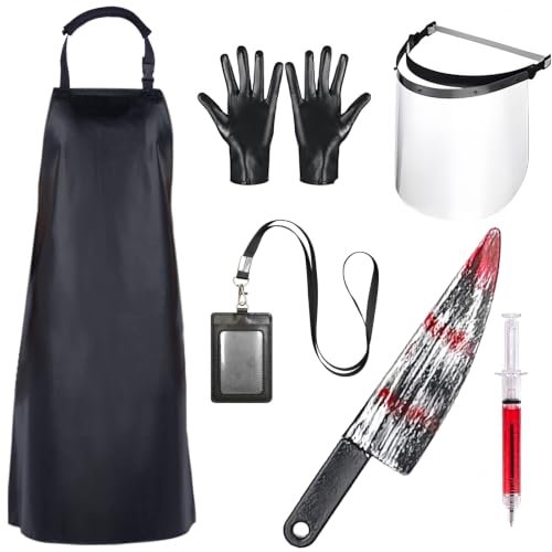 Homsolver 6 Pcs Halloween Butcher & Scientist Costume Set for Men by Homsolver - Used condition - US$18.99