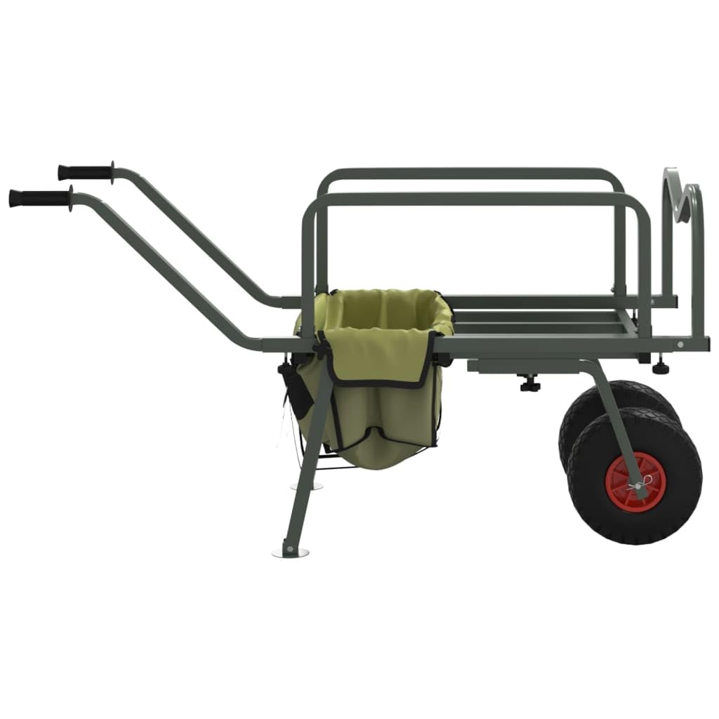 Brokky Carrello da Pesca Verde con 2Ruote Acciaio Verniciato a Polvere|Carrello Trolley Pieghevole Pickup