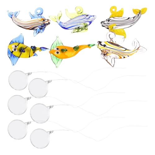 COSMEVIVI 6個 フロートペンダント ネット 魚 ボウル 海洋動物 ヒータ aquarium accessories 水族館フロートの装飾 ミニチュア水族館の家の装飾 水槽の装飾品 ガラス