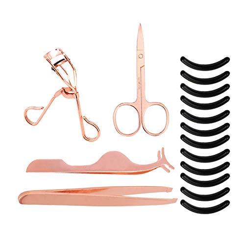 Preisvergleich Produktbild LuLyL 54PCS Scharfes Wimpernwerkzeugset 4-teiliges Wimpernwerkzeugset Edelstahl-Augenbrauenpinzette Schere, 50 Silikonkissen und Wimpernzange Set Geeignet für Augenform-Make-up-Werkzeuge (Farbe Titan)