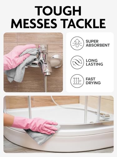 Image of Microfiber Cleaning Cloths| Highly Absorbent, Lint and Streak Free, Multi -Purpose Wash Cloth for Kitchen, Car, Window, Stainless Steel, Silverware (Grey, 1pcs Roll (20pc Each roll))