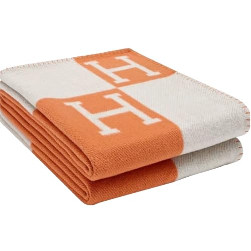 Fcteap h Blanket Soft Throw Blanket Faux Fleece Cashmere Plaid Warm Shawl Thick Knitted Plush Cozy Comfy for Women Throw Blanket for Sofa Couch Bed Queen King Size 55x66 in (Red Orange)
