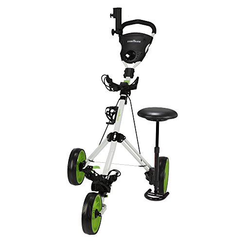 Caddymatic Golf X-TREME 3 Wheel Push/Pull Golf Cart with Seat White/Green