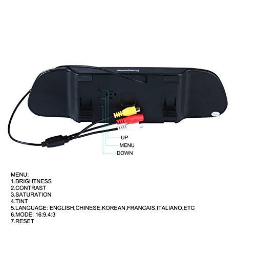 Backup Camera And Monitor Kit,Chuanganzhuo 4.3" Car Vehicle Rearview Mirror Monitor For Dvd/Vcr/Car Reverse Camera + Cmos Rear-View License Plate Car Rear Backup Parking Camera With 7 Led Night Vision #TOP2