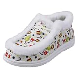 Christmas Decorations Warm Winter Snow Boots for Women,Women’s Lace up Loafers Winter Warm Fleece Christmas Print Fashion Sneakers for Women Slip on Flats Warm Plush Lined Low Top Canvas Snow Shoes