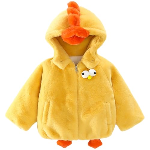 Chick Fleece Zip Up Hooded Coat for Baby Boys Solid Color Thick Plush Jacket with Pockets Toddler Boys Soft Warm Outwear