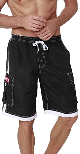 Men's Quick Dry Swim Trunks Cargo Water Shorts with Mesh Lining