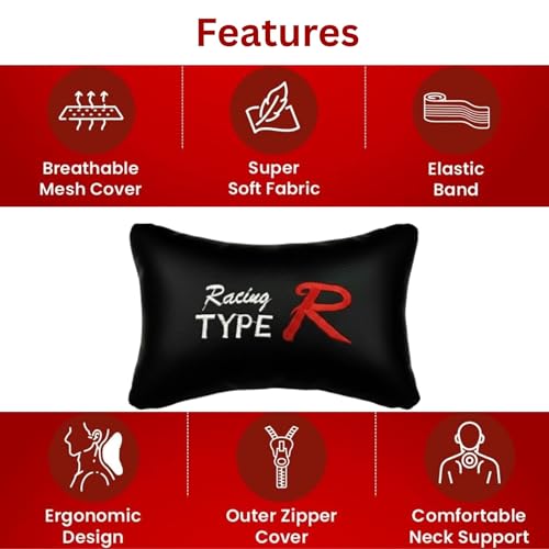 Image of Adroitz Car Neck Rest Pillow Set of 2 - Ergonomic Breathable Seat Headrest Cushion for Driving - Universal Fit Interior Accessory for Neck Support & Head Rest - Premium Car Pillow for Seat Comfort