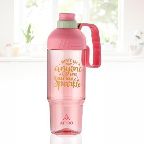 ATTRO My Cup Tumbler Plastic Water Bottle with Handle, BPA-Free, Leak-Proof, Ideal for School, Gym, Office, Travel & Daily Use – Pink- 1000ml