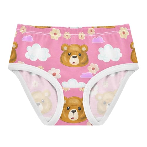 Cotton Toddler Underwear Custom Cute Bear Flowers Pink Little Girl Panties Fancy Underpants Briefs 2t