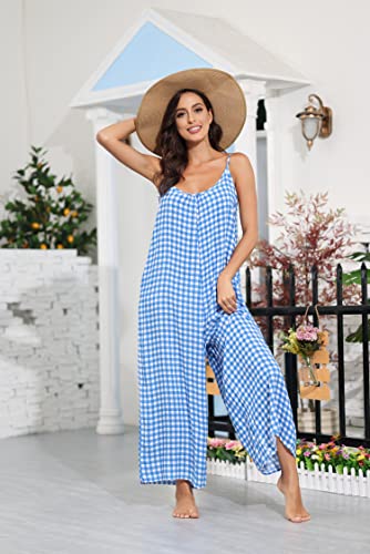 Image of BUENOS NINOS Women's V Neck Floral Maxi Dress Boho Printed Adjustable Spaghetti Strap Ethnic Beach Long Dress with Pockets