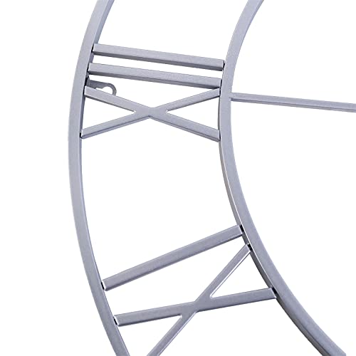 Clxeast Large Modern Wall Clock, 30 Inch Wall Clock,Oversized Big Roman Numeral Metal Wall Clock,Silent Non-Ticking Quartz Clocks For Living Room Decor,Office, Silver #TOP3