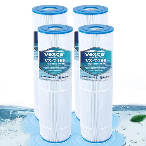Vexca® C4030 Pool Filter Cartridge Compatible with Pleatco PA106, Unicel C-7488, Filbur FC-1226, Hayward CX880XRE, AK-60453, 71061, SD-00366, C4025, C4020, 106 Sq.Ft, 4 Pack by Vexca - Used condition - US$90.07