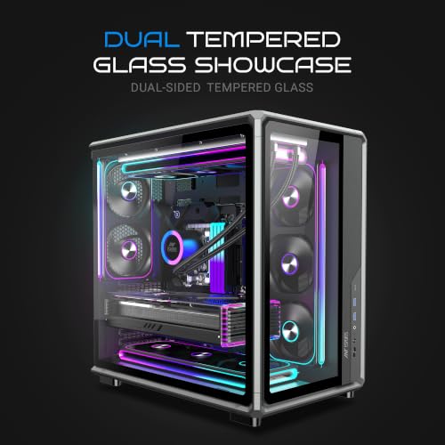 Image of Ant Esports Crystal X8 Frame Gaming Cabinet | ATX Mid Tower | Dual Chamber Panoramic Tempered Glass | 8X 120mm Pre-Installed ARGB Fans (Mono Fan Frame) | Reverse Blade Intake | BTF Support | Black