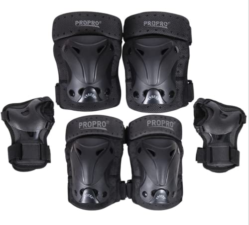 Children/Adult Roller Skating Knee/Elbow/Wrist Pads For Skating/Skateboarding/Anti-Fall Sports Protective Gear Set With Mesh Bag (Large)