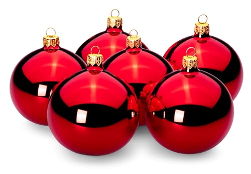Sikora Essentials Klassische Christbaumkugeln aus Glas - Hochglanz - 6...